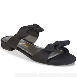 UNISA KARAMI DOUBLE BOWNOTS STRAP SLIP ON FLAT OPEN TOE  SANDAL